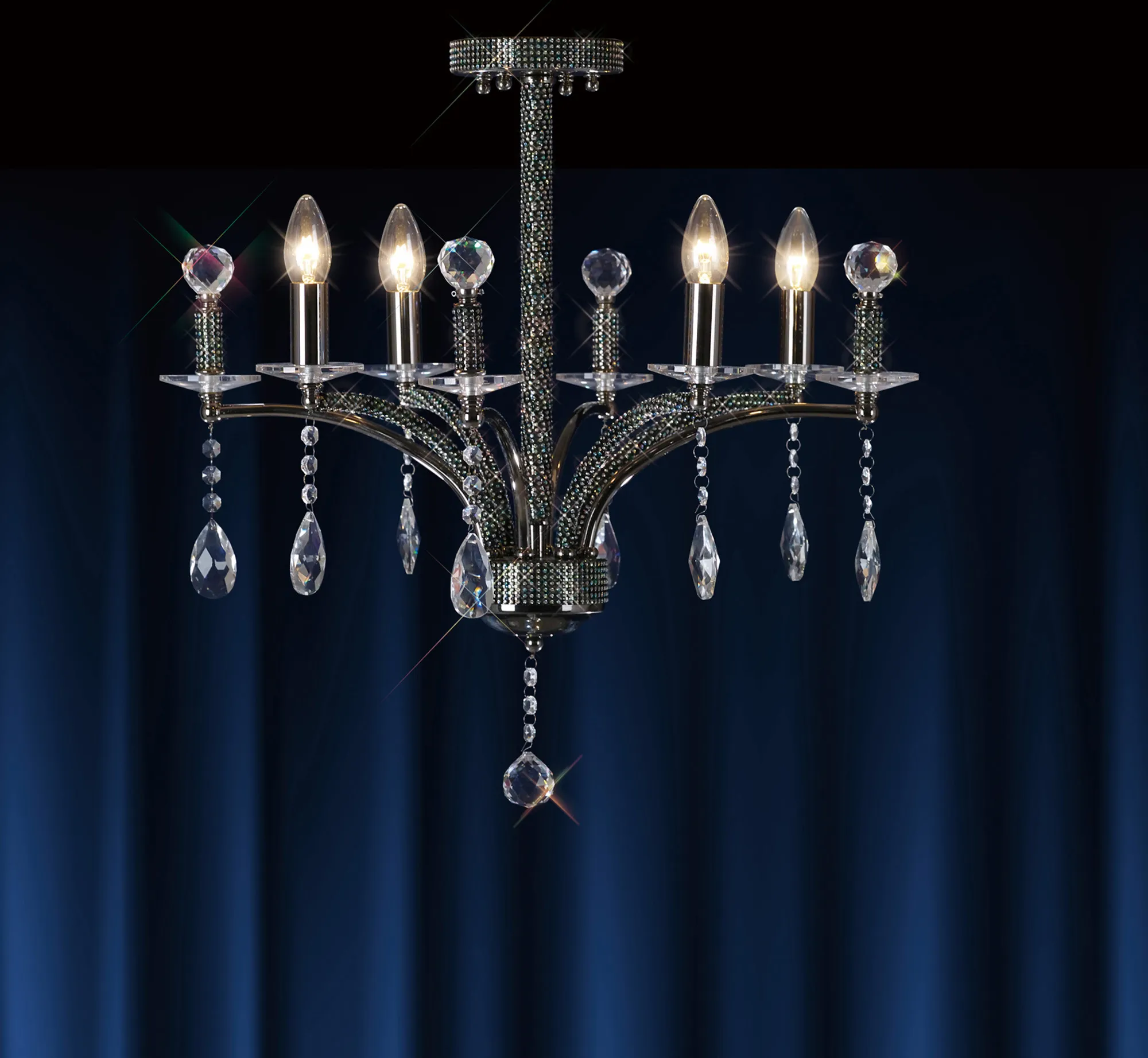 Fiore Crystal Ceiling Lights Diyas Multi Arm Crystal Fittings